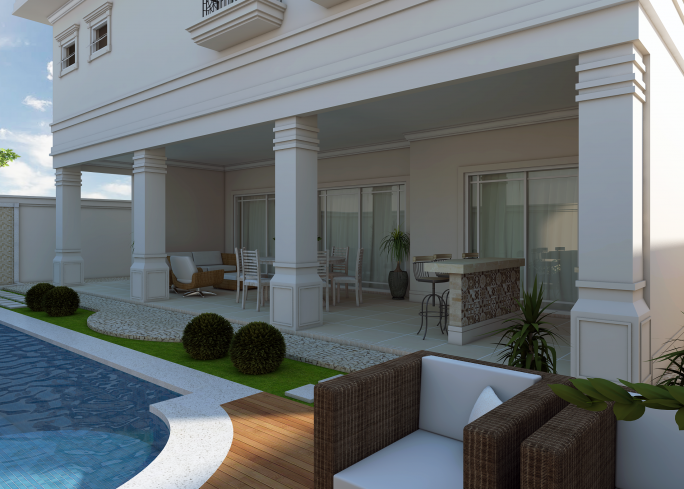 Projeto Planta desenho-casa-clássica-neoclássica-lazer-sobrado-piscina terreno 12x30 Arquiteto em Campinas