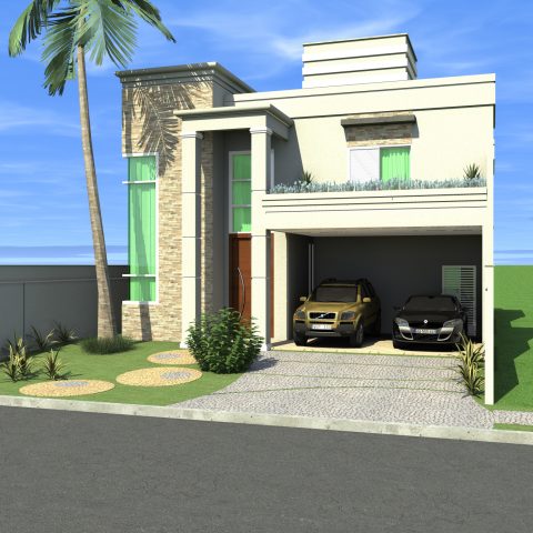 Projeto Casa Neoclássica Sobrado Terreno Plano 12×30 Condomínio Tripoli Americana SP