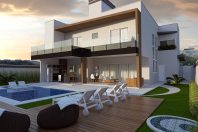 projeto planta casa sobrado fachada moderna terreno plano 20×25 condominio ilha di bali limeira 03 suítes
