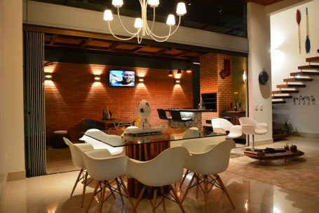 Projeto de Iluminação Residencial Sala Living Integrado com Lazer Arquiteto em Campinas
