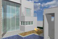 projeto arquitetura casa moderna contemporânea caixote fachada quadrada frente reta volumes arquiteto vinhedo condomínio terreno 12×30