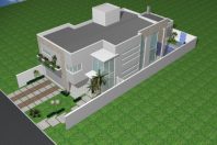 projeto arquitetura casa moderna contemporânea caixote fachada quadrada frente reta volumes arquiteto vinhedo condomínio terreno 12×30