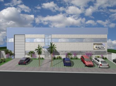 projeto corporativo fabrica joias limeira 1000 metros terreno cil distrito industrial 20×50 arquiteto caio decorador fachada moderna fechamento metálico telha