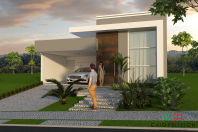 Projeto de Casa Térrea em Condomínio de Campinas com Fachada Reta Arquitetura Moderna