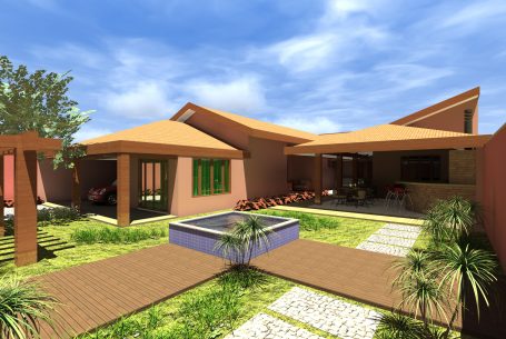 projeto reforma casa u telhado aparente telha cerâmica madeira