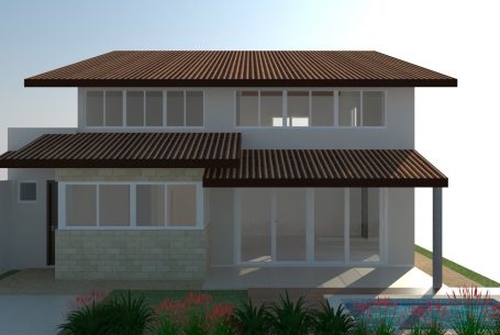 projeto casa térrea 03 suítes mezanino telhado aparente alto inclinado arquiteto campinas