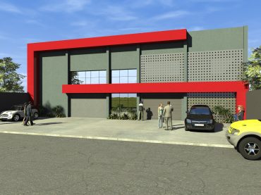 projeto fachada moderna comercial galeria lojas avenida costa silva limeira chapas volumes