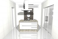 projeto casa modernista caixote quadrada terreno 10×25 3 suites cozinha ilha