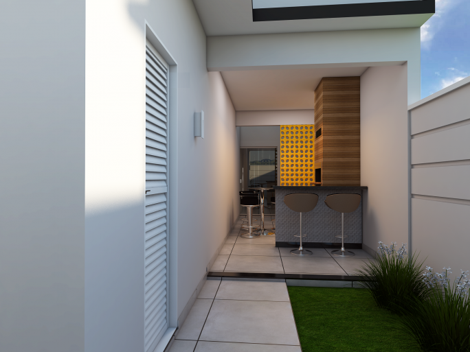 projeto construção casa térrea moderna terreno 8x25 125 metros 3 suítes lazer integrado