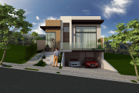 projeto casa térrea alto padrão planta fachada moderna terreno 10×30 garagem subterrânea