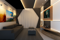 projeto decoração design interior casa sobrado alto padrão mezanino copa noturna hall dos quartos leitura