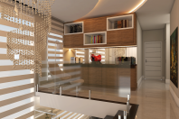 projeto decoração design interior casa sobrado alto padrão mezanino copa noturna hall dos quartos leitura