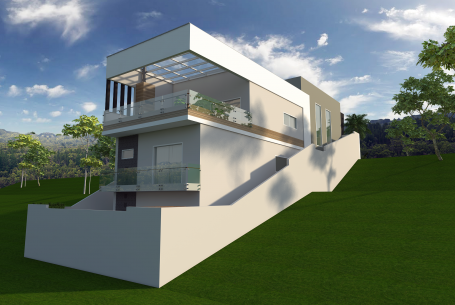 projeto casa moderna sobrado terreno declive 9×30 cotia