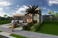 projeto planta casa térrea fachada moderna terreno 12×25 condomínio damha limeira 160 metros
