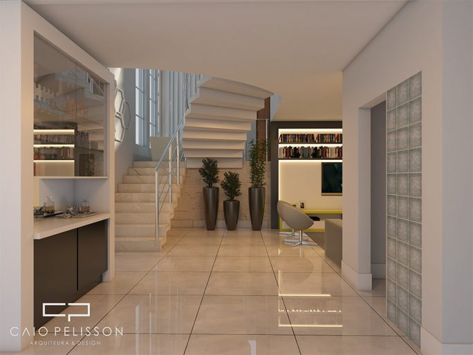 projeto decoração design interiores ambiente campinas swiss park home theater integrado escada
