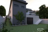 projeto casa térrea com terreno desnivel declive 15×30 itatiba campinas arquitetura moderna reta