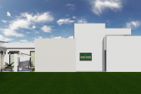 projeto planta residencial casa terrea fachada moderna branca pe direito alto terreno 12×25