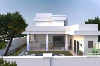 projeto casa sobrado mezanino fachada arquitetura neoclássica swiss park campinas 12×30