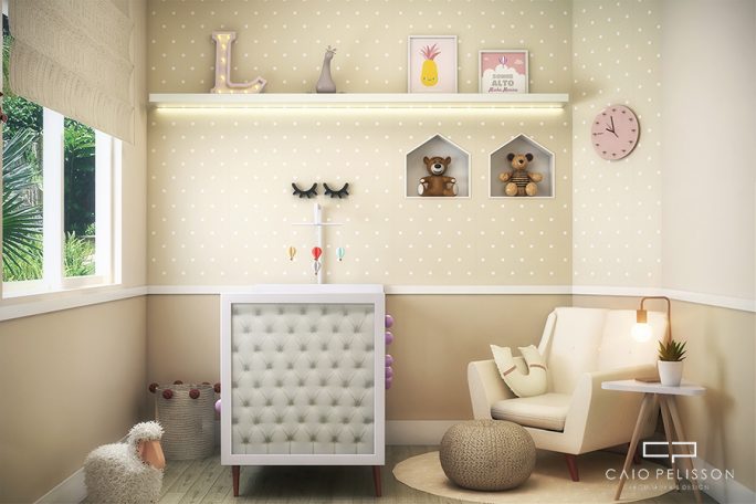 projeto decoração design quarto nene bebe infantil feminino criança estilo romântico