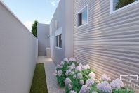 Planta Casa Terrea Terreno Aclive 12×30 Condominio Fundo Alto com Desnivel 3 suites Fachada Moderna