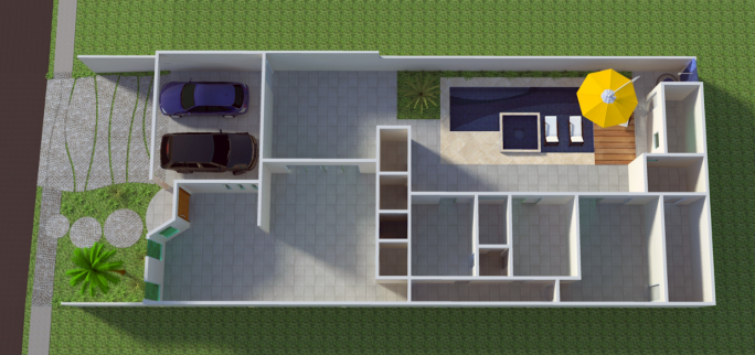 projeto planta construir casa térrea 3 suítes terreno 12×30 arquitetura moderna caixote arquiteto limeira