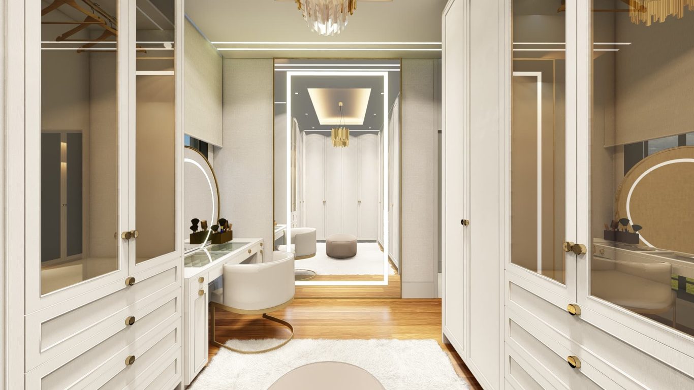 Closet Branco com Decoração Clássica