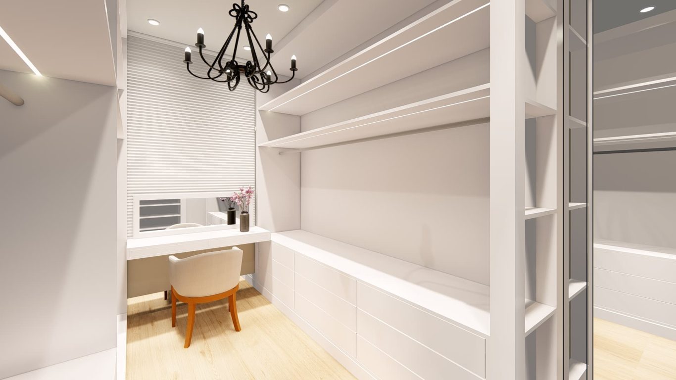 Closet Branco com Detalhes Clássicos