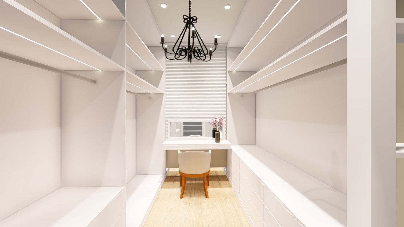 Closet Branco com Detalhes Clássicos