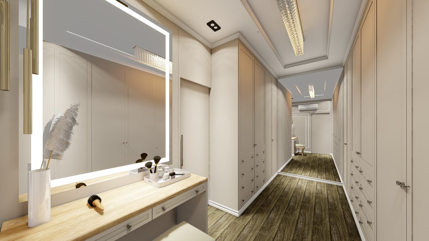 Closet Branco Simples e Elegante com Decoração Clássica