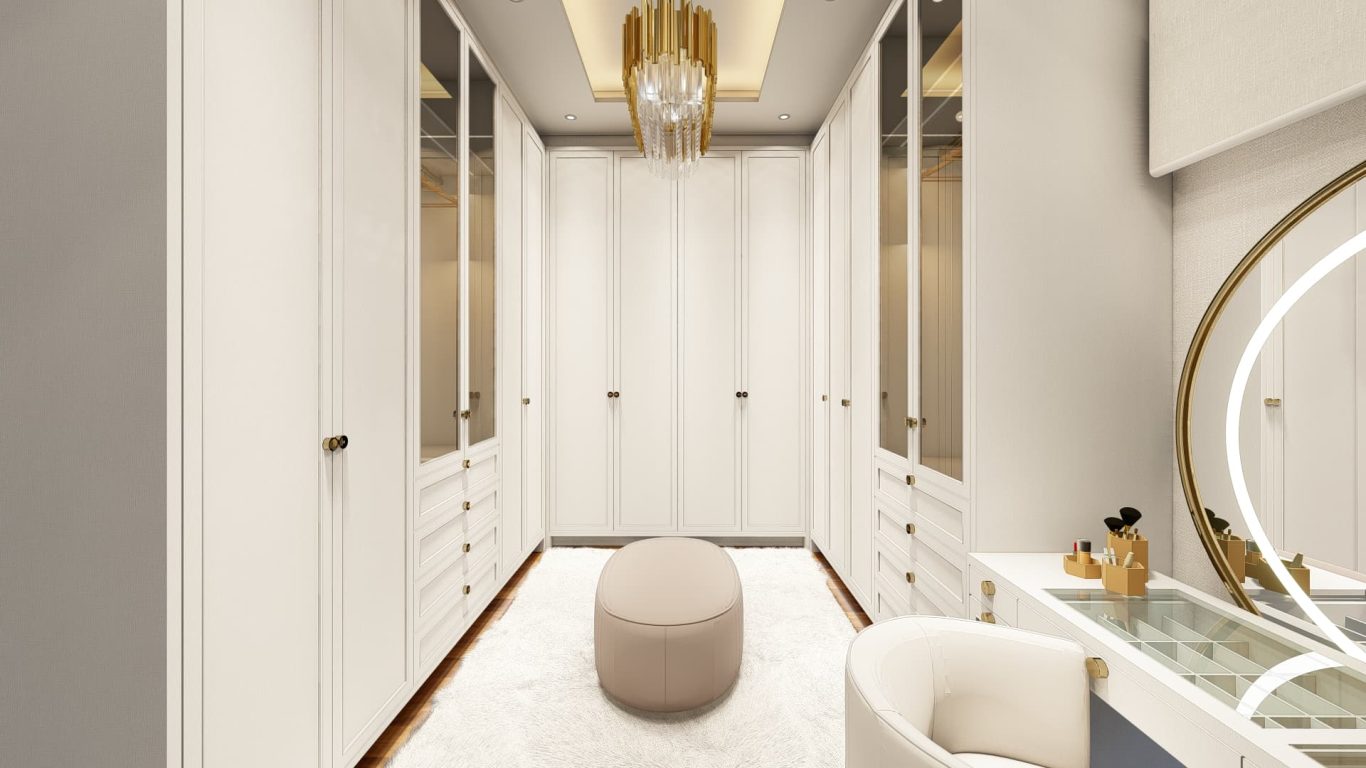 Closet Branco com Decoração Sofisticada