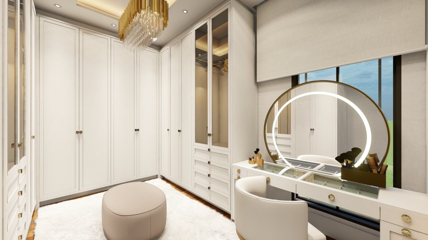 Closet Branco com Decoração Sofisticada