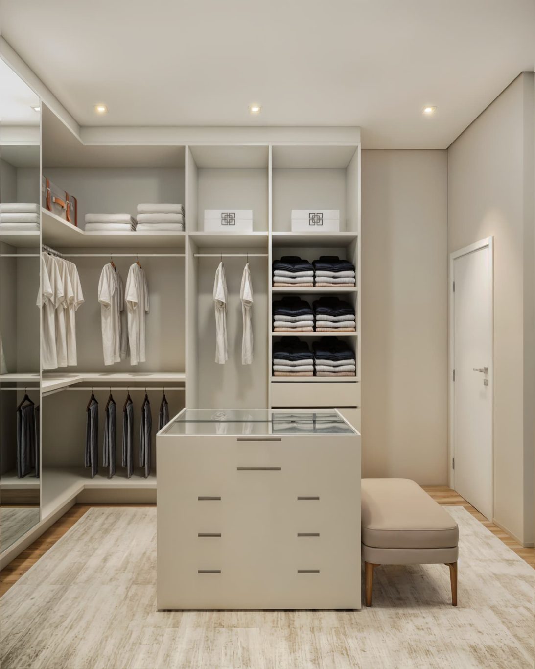 Closet com Espelho e Armário Branco