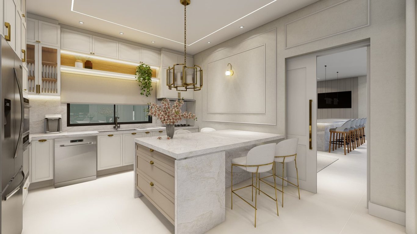 Cozinha Estilo Clássico com Granito e Iluminação Sofisticada