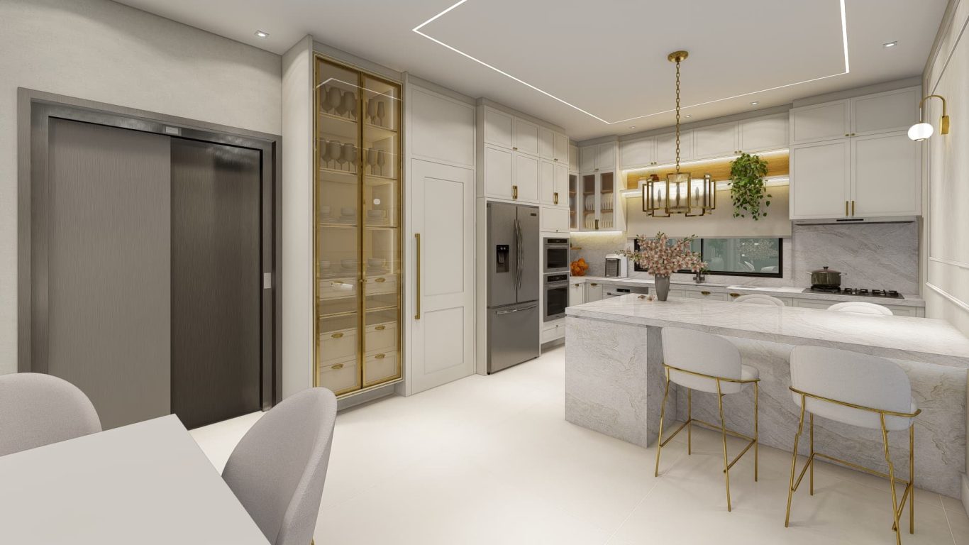 Cozinha Estilo Clássico com Granito e Iluminação Sofisticada