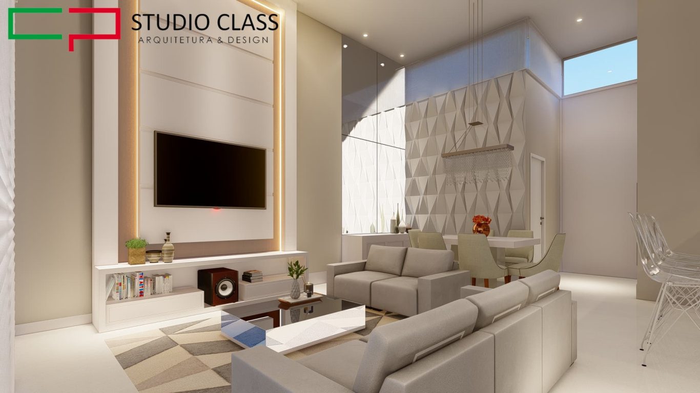 Sala Clara com Painel com Luz