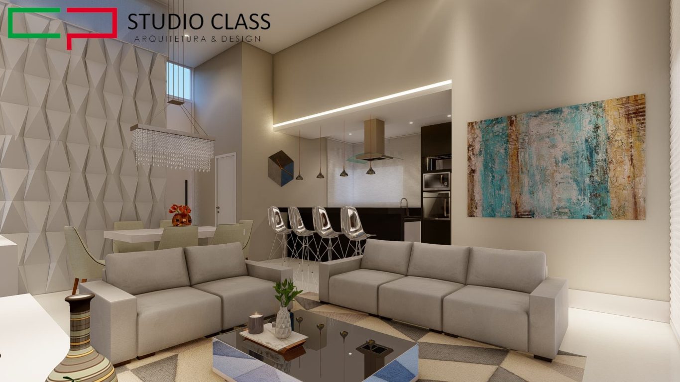 Sala Clara com Painel com Luz