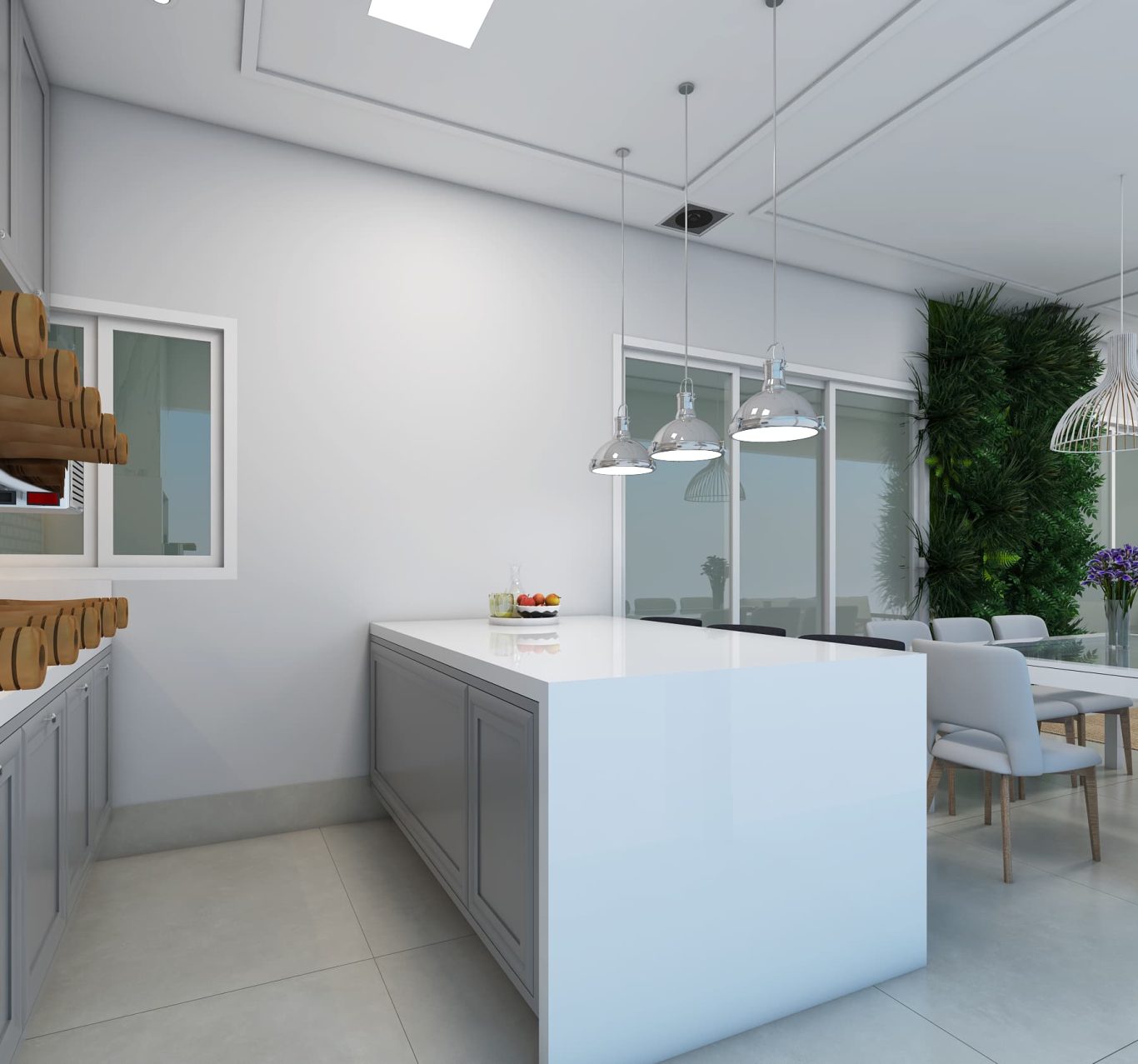 Área Gourmet com Decoração em Boiseries e Estilo Neoclássico