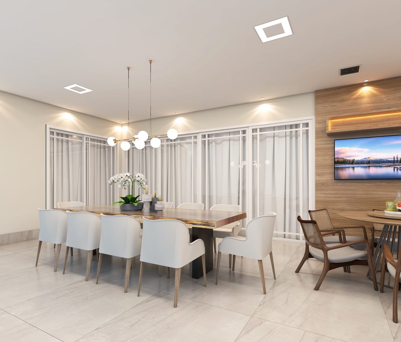 Área Gourmet Estilo Neoclássica com Iluminação Sofisticada