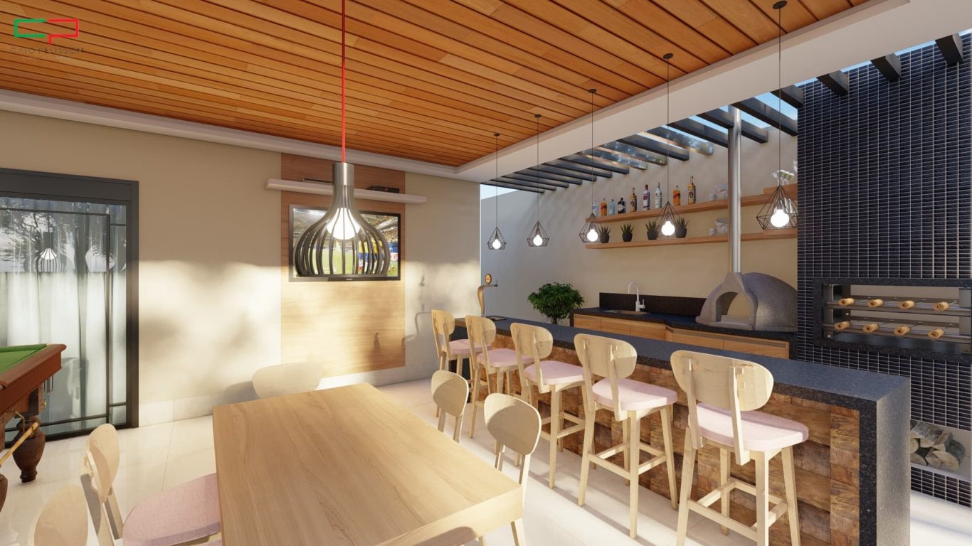 Área Gourmet Estilo Neoclássico e Bancada de Mármore