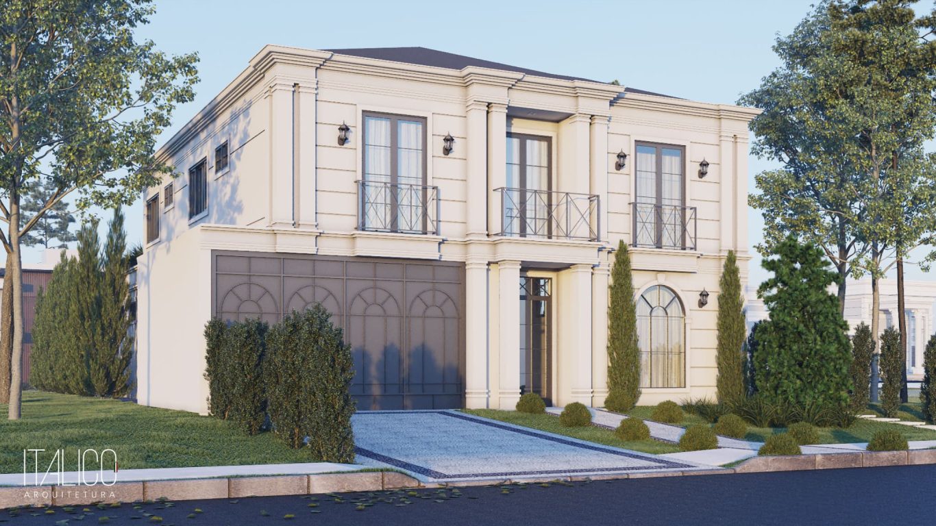 Projeto de Residência Neoclássica no Alphaville Dom Pedro 0 – Terreno de 600m²