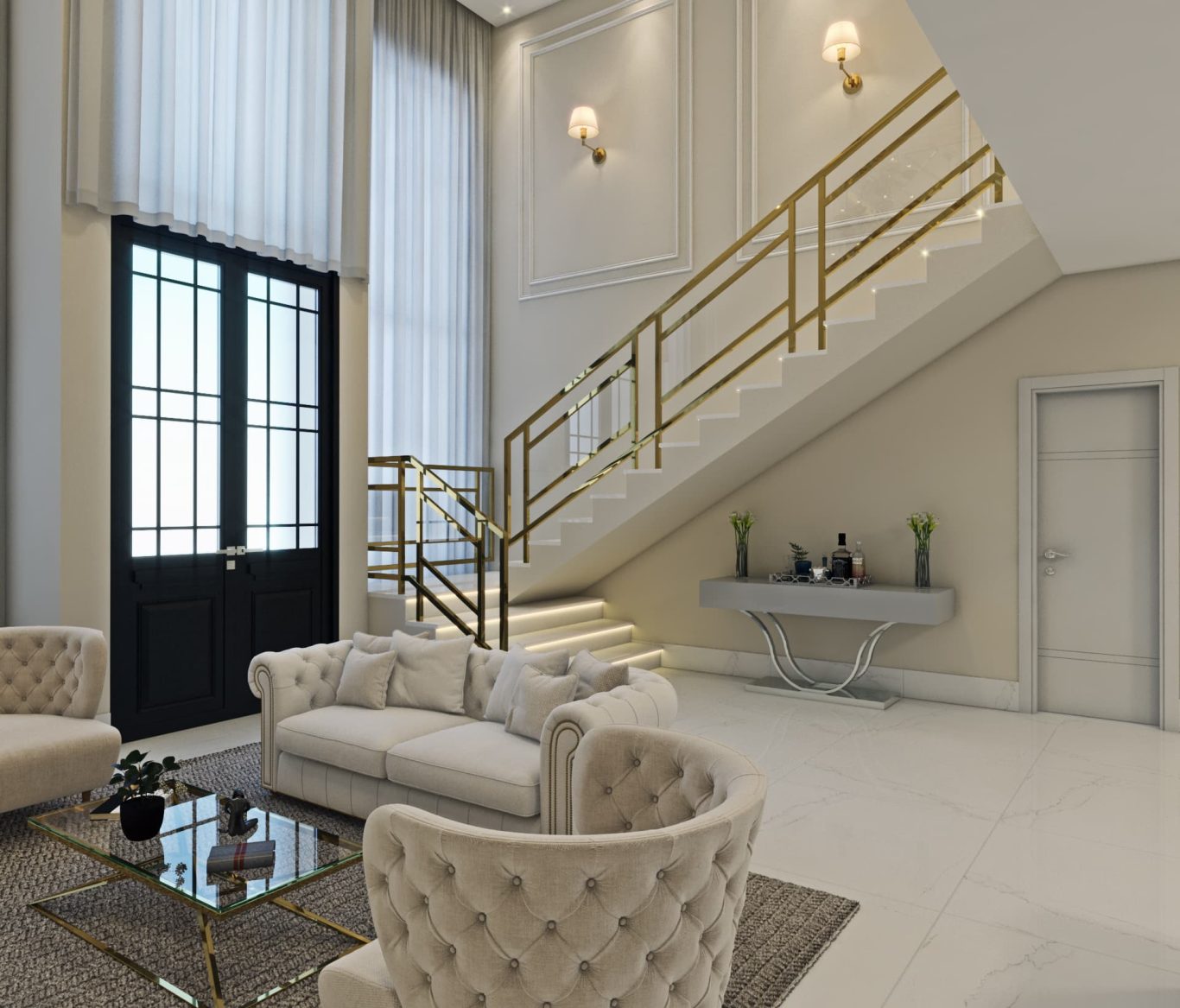 Sala com Lareira em Mármore e Boiseries