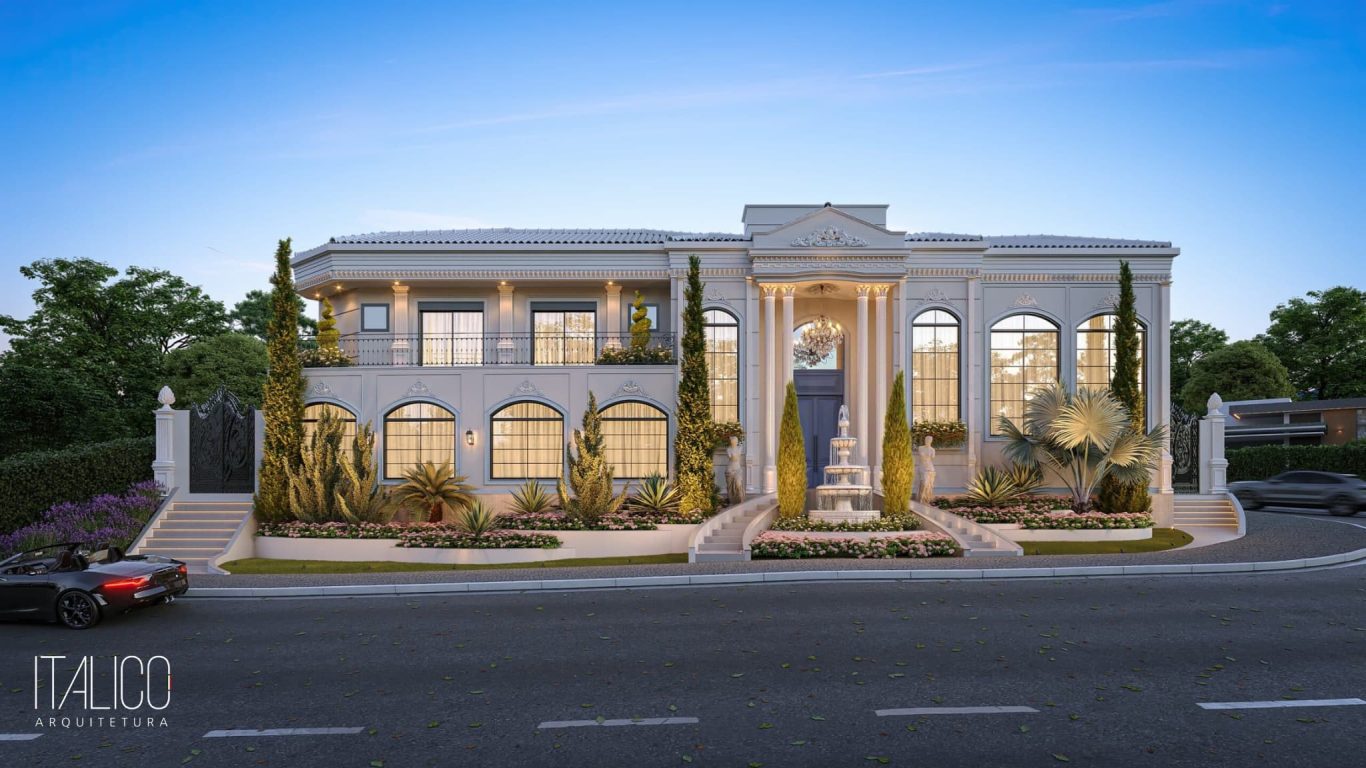 Projeto de Fachada de 500m² em Campinas – Casa de Alto Padrão no Condomínio Alphaville Dom Pedro 0