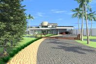 Projeto Casa Curvas Varandas Lazer com Piscina Orgânica e Lago Artificial