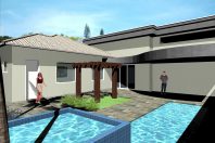 Projeto casa térrea condomínio casal buono limeira garagem subsolo arquiteto limeira telhado cerâmica clara terreno 20×25