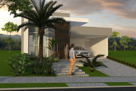 projeto casa térrea fachada moderna pergolado reto arquiteto condomínio real park sumaré