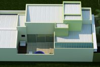 projeto 150 metros casa formato u condominio fechado fachada moderna terreno declive lateral 10×25 roland limeira sp arquiteta residencial spa piscina pequena