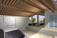 projeto 180 metros casa formato u terreno 12×30 declive lateral telhado cerâmica lazer piscina