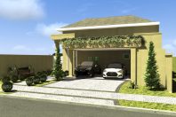 projeto planta casa térrea 160m2 terreno plano condomínio 10×25 fachada clássica telhado shingle arquiteto valinhos centervile formato L