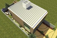 projeto planta fachada moderna terreno 10×25 sobrado 200 metros telhado embutido estilo loft integrado