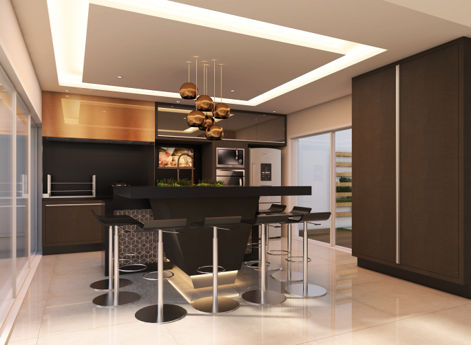 projeto ambiente decoração cozinha integrada ilha coifa balcão mesa decor arquiteto limeira